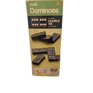 Vintage 1970 Milton Bradley Halsam Double Six Club Domino 28pcs #4101
